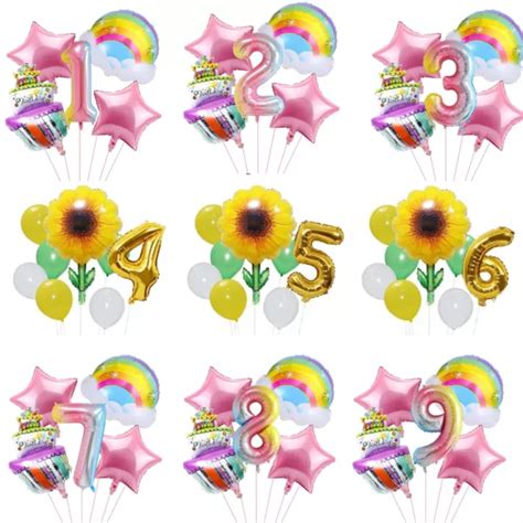 HAPPY BIRTHDAY FOLIE Ballons Regenbogen Sonnenblume Thema Kinder Party