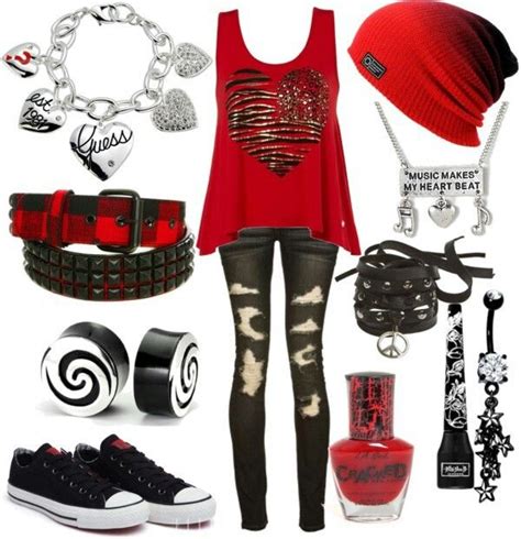 Red And Black Emo Scene Clothes Pinterest