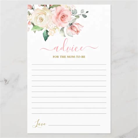 Pink Floral Advice For The Mom To Be Card Zazzle