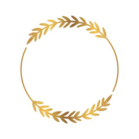 Golden Circle Frame With Luxury Leaves Design, Golden Circle, Golden Leaves Circle, Golden ...