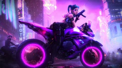 Cyberpunk Girl Motorcycle Live Wallpaper Moewalls The Best Porn Website