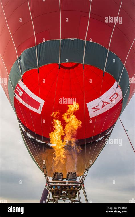 Hot Air Balloon Fire Light Up Shot At A Air Show Stock Photo Alamy