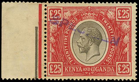 KUT 1922 SG102 Specimen KGV 25 Black And Red With Local Handstamp