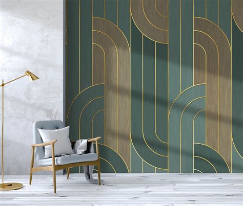 Art Deco Wallpaper Lines Abstract Modern Geometric Removable Etsy Uk