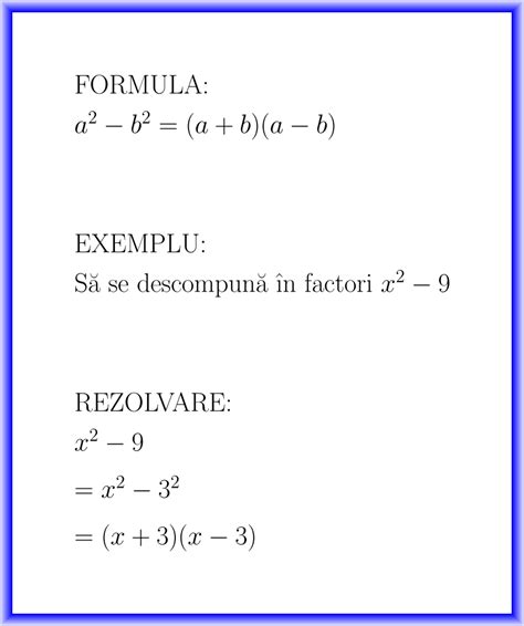 Diferență De Pătrate Formulă și Exemplu Rezolvat A2 B2