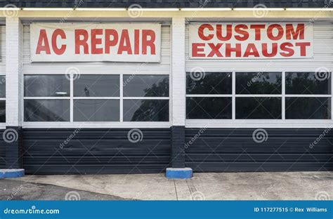 Auto Repair Shop Bays Ac Repair Custom Exhaust Stock Image Image Of