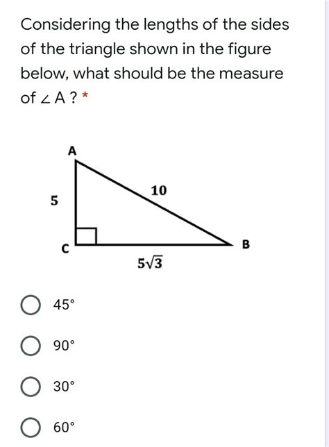 Solved Considering The Lengths Of The Sides Of The Triangle Shown In