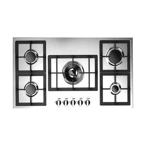 OCEAN Gas Built In Hob 5 Burner 90 Cm Cast Iron Full Safety Stainless