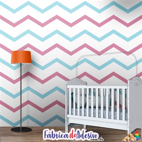 Adesivo Bebê Chevron Rosa e Azul Fábrica do Adesivo