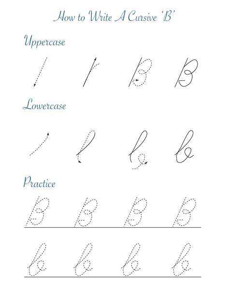 Cursive ‘b Worksheets To Practice Capital Upper And Lowercase Letter