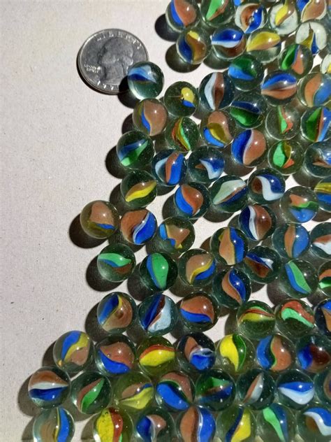 Vintage Glass Cats Eye Marbles 154 Total Small Size Etsy