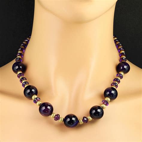 AJD Purple Amethyst with Goldy Accents Necklace February Birthstone For