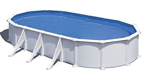 Gre KITPROV738 Atlantis Piscina Elevada Ovalada Aspecto Acero Blanco