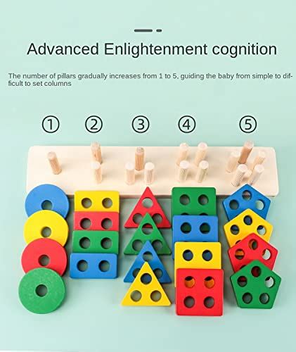 Wooden Sorting Stacking Toys Shape Color Recognition Blocks Montessori