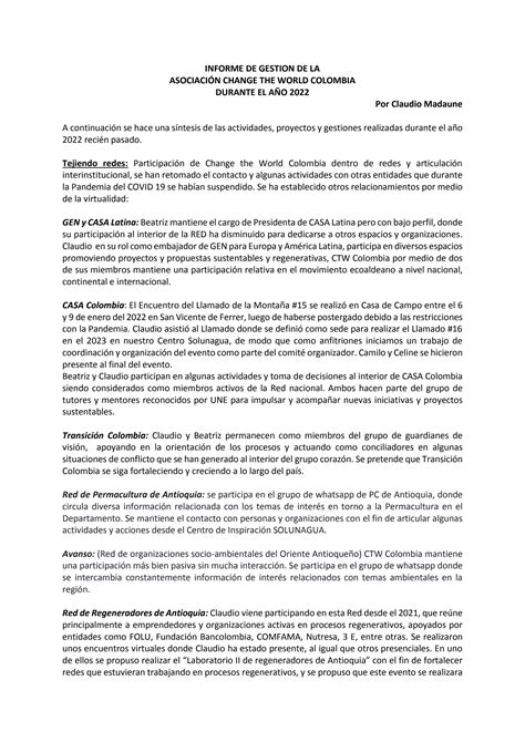 Informe De Gesti N By Ecoaldeas Issuu