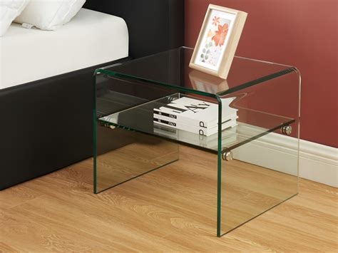 Table De Chevet Avec Une Niche En Verre Tremp Stileos