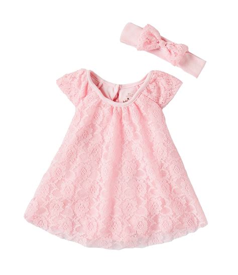 Baby Starters Baby Girls 3 9 Months Flutter Sleeve Lace Trapeze Dress