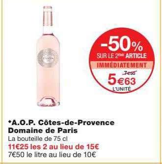 Promo A O P C Tes De Provence Domaine De Paris Chez Monoprix