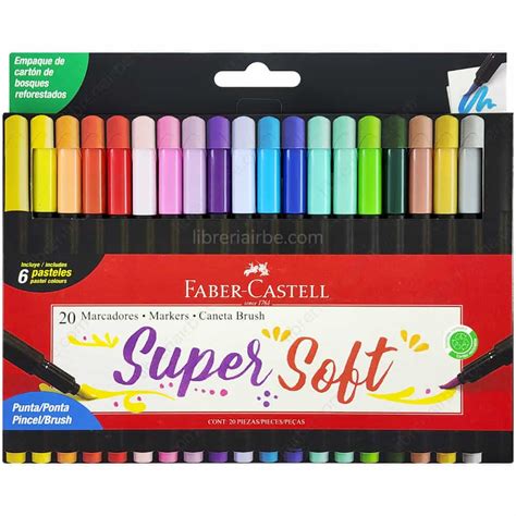 Set de 20 Marcadores Punta Pincel Faber Castell SuperSoft Librería