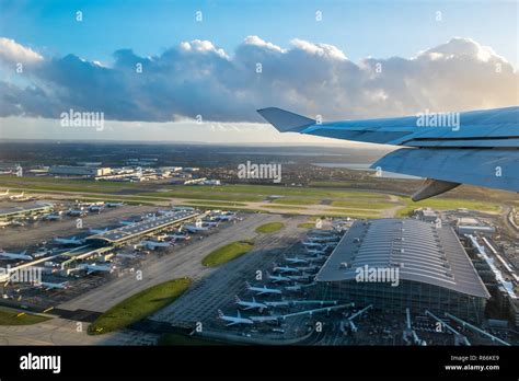 London Heathrow Airport Terminal 5 Aerial View From Plane Taking Off