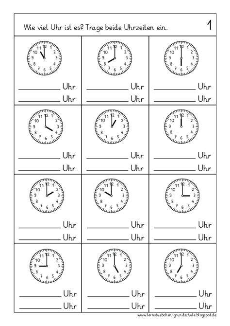 Lernst Bchen Uhrzeiten Ablesen Volle Stunden Uhrzeit Lernen