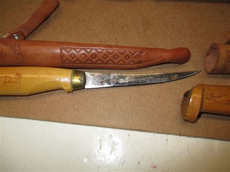 Vintage Rapala J Marttiini Finland Fish Filet Knife W Leather Sheath