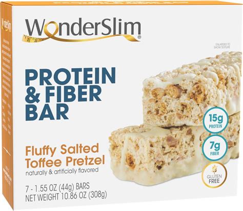 Wonderslim Low Carb 15g Protein Diet Bar Salted Toffee Pretzel High Fiber Weight Loss Snack