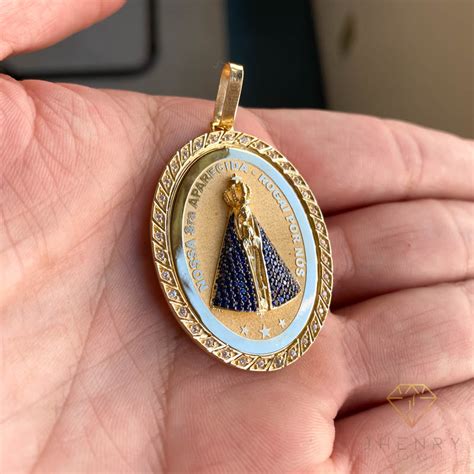 PINGENTE MEDALHA NOSSA SENHORA APARECIDA GRANDE OURO 18K PG0227 São José