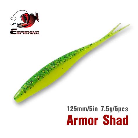 ESFISHING Mi Kkiego Silikonu Przyn Ty Pancerz Shad 120mm Widelec Ogon