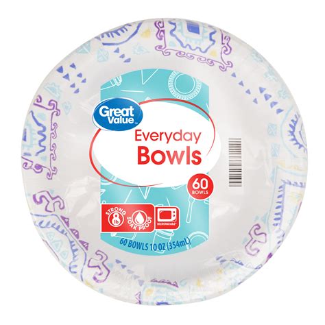 Great Value Everyday Paper Bowls 10 Oz 60 Count