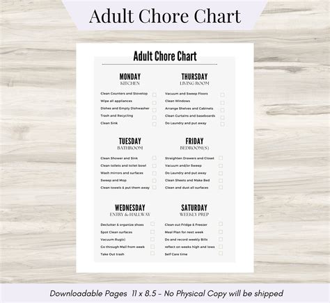 Adult Chore Chart Productivity Chart for Families Adults & | Etsy New ...