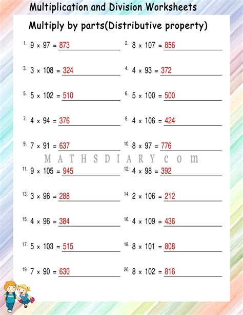 Distributive Property Of Multiplication Worksheets Common Core