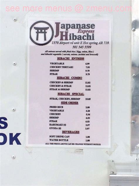 Online Menu Of Japanese Hibachi Express Restaurant Hot Springs