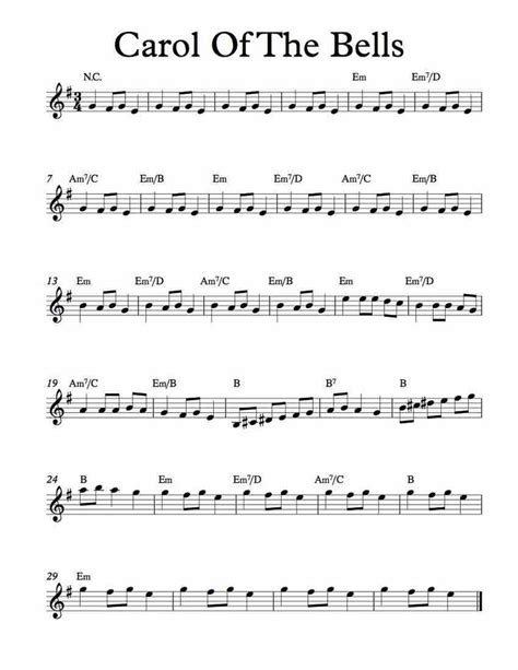 Free Lead Sheet Carol Of The Bells Sheet Music Clarinet Sheet