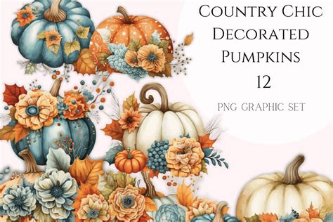 Orange And Blue Pumpkins Set Of Graphic By More Paper Than Shoes