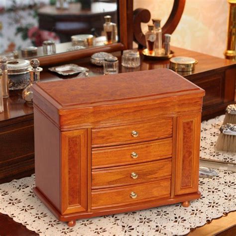 Mele And Co Josephine Finish Wooden Jewellery Box Oak Linen Chest