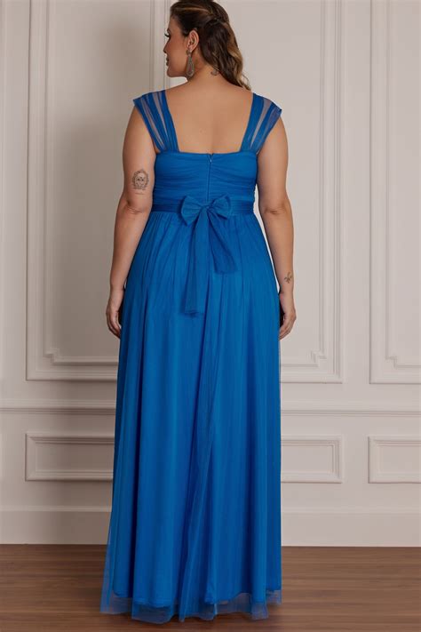 Vestido De Festa Vestido De Festa Plus Size Azul Longo Dorath Ladydress