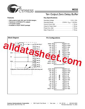 W232 02 Datasheet PDF Cypress Semiconductor