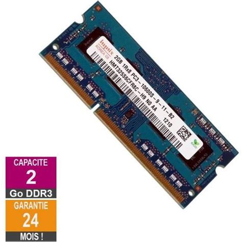 Barrette Mémoire 2Go RAM DDR3 Hynix HMT325S6CFR8C H9 SO DIMM PC3 10600S