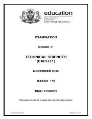 2022 FS TecSci Gr 11 Nov Exam P1 Eng Pdf EXAMINATION GRADE 11