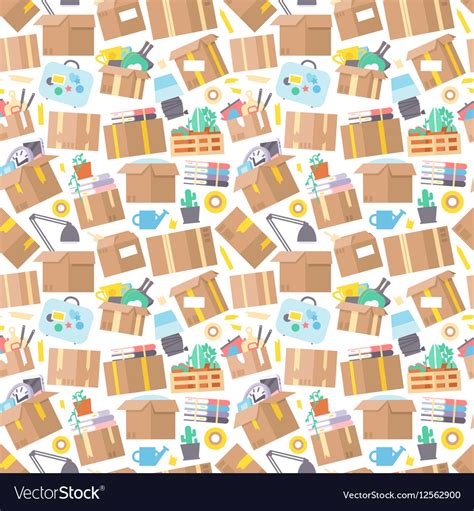 Carrying Boxes Seamless Pattern Warehouse Shipping