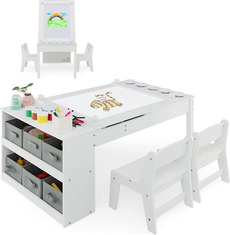 Costway En Table Enfant Avec Chaises Plateau Inclinable Bureau