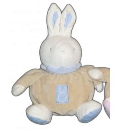 Doudou Peluche Lapin Boule KLORANE Beige Bleu Blanc 27 Cm Chez Vous