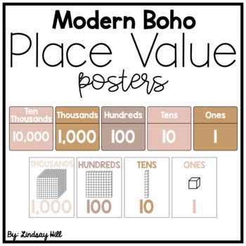 Modern Neutral Boho Place Value Posters By Lindsay Hill TPT