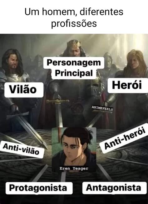 Um homem diferentes profissões Personagem Anti vilão Eren Yeager