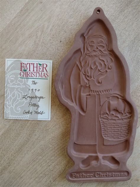 Longaberger Pottery Father Christmas Cookie Mold Ebay