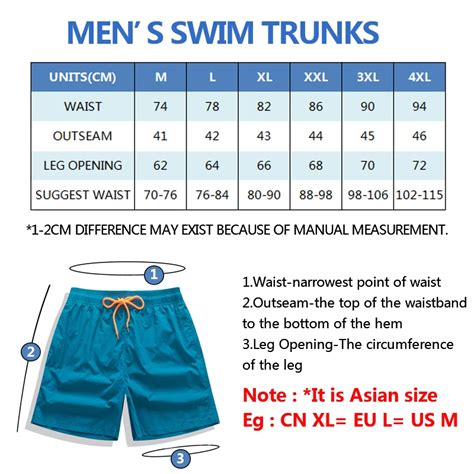 Mens Swim Trunks Size Chart Ubicaciondepersonascdmxgobmx