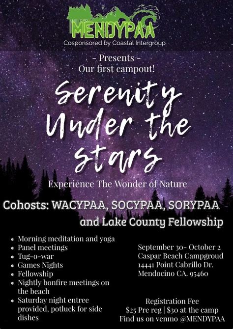 Serenity Under The Stars Mendocino Coast Alcoholics Anonymous
