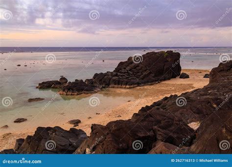 The Black Rock, Rarotonga, Cook Islands, at Sunset Stock Image - Image ...