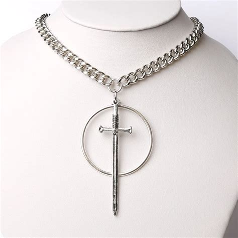 Silver Plated Swords Necklace Choker Necklace Tarot Goth Avant